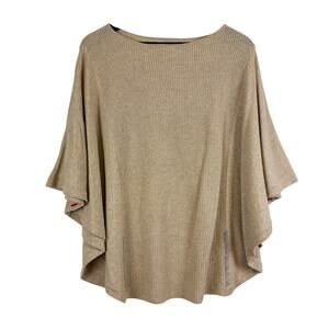 Label + Thread Wool Cashmere Knit Circle Poncho Sweater Beige - S